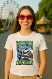Tricou Dama Tralalero TraLaLa cu Bombadiro Crocodilo Funny Italian Brainrot Meme Graphic (1) - Img 5
