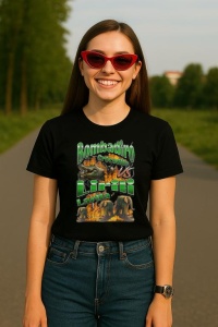 Tricou Dama Tralalero TraLaLa cu Bombadiro VS Lirili Funny Italian Brainrot Meme Graphic - Img 4