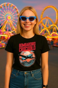 Tricou Dama Tralalero TraLaLa cu Bombardiro Bombardino Crocodilo Funny Italian Brainrot Meme (1) - Img 3