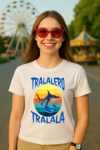Tricou Dama Tralalero TraLaLa cu Tralalero Tralala Funny Italian Brainrot Meme