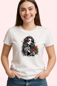 Tricou dark tattooed girl rose heart vibe, fata cu tatuaj negru si inima de trandafiri, Copii | Dama | Barbat - Img 4