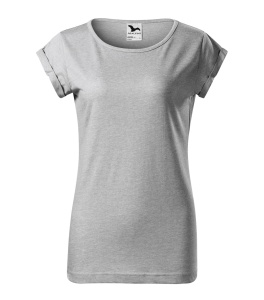 Tricou de dama cu maneci rulate de culoare argintiu melanj