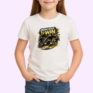 Tricou Dedicated To Win Fotbalist Sut Minge V1, din bumbac 100% , tricou alb pentru Copii | Dama | Barbat - Img 2