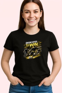 Tricou Dedicated To Win Fotbalist Sut Minge V1, din bumbac 100%, tricou negru Copii | Dama | Barbat - Img 3