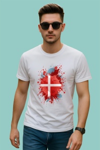 Tricou Denmark Steag Splash Art, Copii | Dama | Barbat