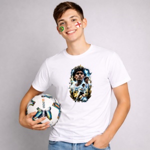 Tricou Diego Maradona Argentina World Cup Fifa 2026 V2, din bumbac 100%, tricou alb, Copii | Dama | Barbat - Img 3