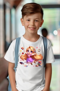Tricou din bumbac 100% pentru copii, Rapunzel, Back To School, scoala, educatie, povesti, personaje - Img 3