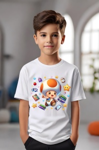 Tricou din bumbac 100% pentru copii, Toad, Back To School, scoala, educatie, distractie, personaje - Img 3