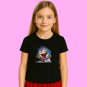 Tricou, dinozaur Cu Fundal Albastru Inchis Craciun, din bumbac 100% Copii | Dama | Barbat
