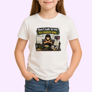 Tricou Dont Talk To Me Its Match Day Fotbal, din bumbac 100% , tricou alb pentru Copii | Dama | Barbat - Img 2