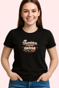 Tricou Duminica E Pentru Gratar Mici Si Bere, din bumbac 100%, tricou negru Dama | Barbat - Img 2