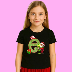Tricou E Litere Craciun Cu Mos Si Spiridus Verde, din bumbac 100% Copii | Dama | Barbat - Img 3