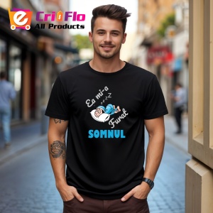 Tricou Ea Mi-A Furat Somnul, din bumbac 100%, tricou negru, Dama | Barbat - Img 2