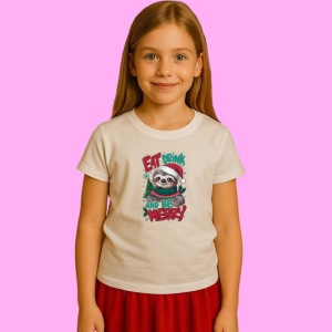 Tricou Eat Drink And Be Merry Lenes, din bumbac 100%, tricou alb, Copii | Dama | Barbat - Img 2