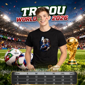 Tricou Eduardo Camavinga World Cup Fifa 2026, din bumbac 100%, tricou negru, Copii | Dama | Barbat - Img 6