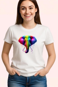 Tricou Elefant multicolor in stil modern abstract Copii | Dama | Barbat - Img 3