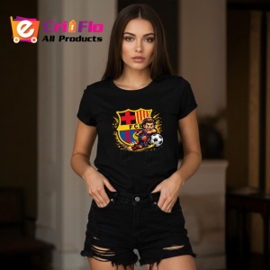 Tricou Emblema Fc Barcelona Fotbal Minge Spania, din bumbac 100%, tricou negru Copii | Dama | Barbat - Img 7
