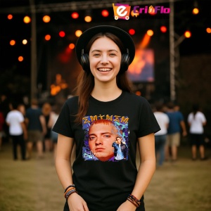 Tricou Eminem albastru cu miniatura, muzica METAL, Dama | Barbat | Copii, Culoare Negru - Img 5