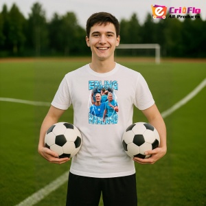 Tricou Erling Haaland Hat Trick Make Easy - Copii | Dama | Barbat - Img 3