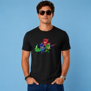 Tricou Eroi In Pijama Pj Masks Catboy Gekko Owlette Urban Logo, din bumbac 100%, tricou negru, Copii | Dama | Barbat - Img 2