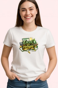 Tricou Excel Este Religie Tabel Si Cifre Amuzant, din bumbac 100% , tricou alb pentru Copii | Dama | Barbat - Img 3