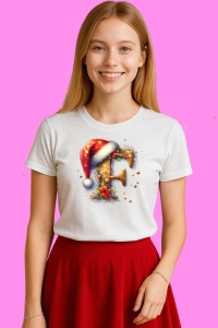 Tricou F Litere Alfabet Craciun Impodobite Cu Decoratiuni, din bumbac 100% Copii | Dama | Barbat