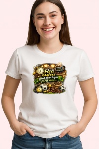 Tricou Fara Cafea Viata E Un Esec Fotbal V1, din bumbac 100% , tricou alb pentru Dama | Barbat - Img 2