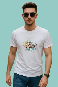 Tricou Fara Stres Lenevesc Ilustratie, din bumbac 100%, tricou alb, Dama | Barbat