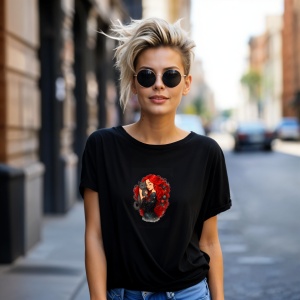 Tricou Fata roscata si pisica Negru, Copii | Dama | Barbat - Img 10