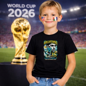 Tricou Federico Valverde Uruguay World Cup Fifa 2026, din bumbac 100%, tricou negru, Copii | Dama | Barbat - Img 5