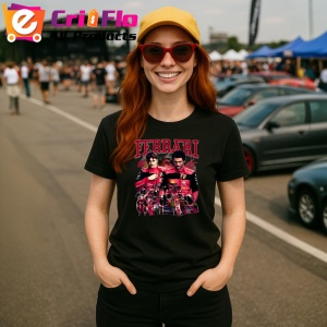 Tricou Ferrari Echipa Postere Charles Leclerc Carlos Sainz, Copii | Dama | Barbat , tricou negru - Img 8
