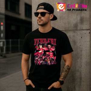 Tricou Ferrari Echipa Postere Charles Leclerc Carlos Sainz, Copii | Dama | Barbat , tricou negru - Img 11