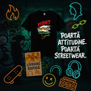 Tricou FIGHT FOR EVERY SPACE Negru, FIGHT FOR EVERY SPACE Negru, Copii | Dama | Barbat - Img 4