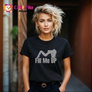 Tricou Fill Me Up Silueta Fata Amuzant, din bumbac 100%, tricou negru Dama | Barbat - Img 4