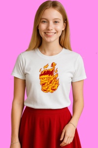 Tricou Flame Head Santa, din bumbac 100% Copii | Dama | Barbat
