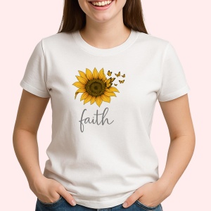 Tricou Floarea soarelui cu fluturi - Copii | Dama | Barbat