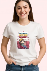 Tricou Fluent In Movie Quotes Fata Canapea, Copii | Dama | Barbat - Img 3