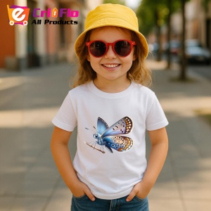 Tricou Fluture albastru cu maro si detalii pe frunza Copii | Dama | Barbat Barbat - Img 11