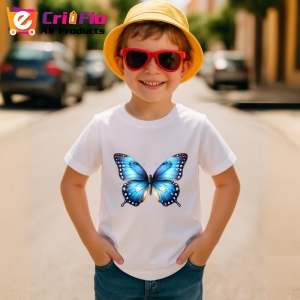 Tricou Fluture albastru intens cu accente aurii si margini negre Copii | Dama | Barbat Barbat - Img 10