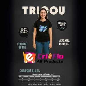 Tricou Fluture albastru pastel pe frunza fundal simplu Copii | Dama | Barbat, negru - Img 12