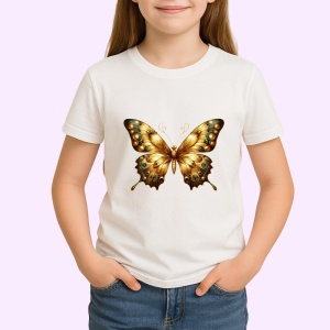 Tricou Fluture auriu cu puncte negre stil regal elegant Copii | Dama | Barbat Barbat - Img 4