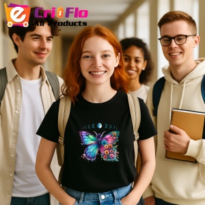 Tricou Fluture colorat cu flori si fazele lunii design boem Copii | Dama | Barbat Barbat - Img 23