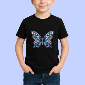 Tricou Fluture curcubeu sidefat cu detalii stralucitoare Copii | Dama | Barbat Barbat - Img 6