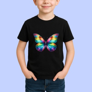 Tricou Fluture curcubeu viu colorat stil artistic vibrant Copii | Dama | Barbat Barbat - Img 6