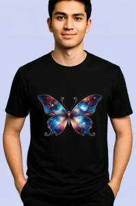 Tricou Fluture galaxie roz albastru cu efect stelar Copii | Dama | Barbat Barbat - Img 5