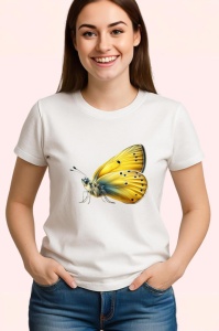 Tricou Fluture galben cu textura realista in pozitie laterala Copii | Dama | Barbat Barbat