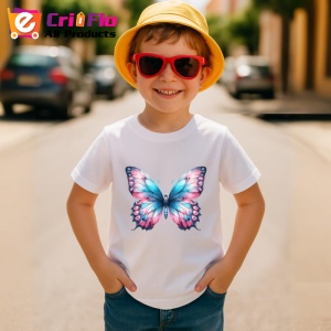Tricou Fluture in degrade roz si albastru pastelat armonios Copii | Dama | Barbat Barbat - Img 13