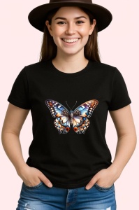 Tricou Fluture maro cu accente albastre design exotic elegant Copii | Dama | Barbat Barbat - Img 7