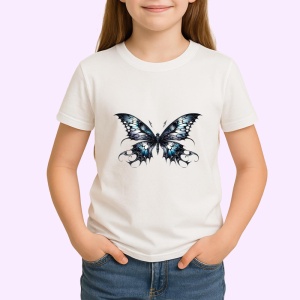Tricou Fluture negru cu alb aripi curbate stil gotic decorativ Copii | Dama | Barbat Barbat - Img 4
