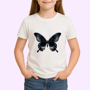 Tricou Fluture negru elegant cu accente albe stil contrastat Copii | Dama | Barbat Barbat